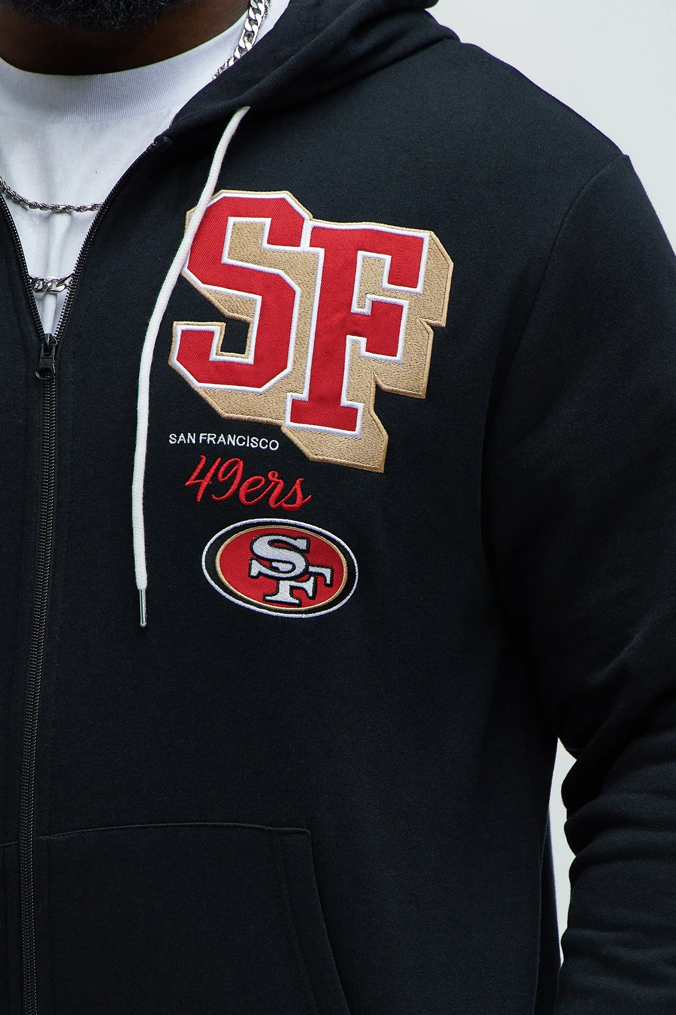49ers Bold Zipp Hoodie - Black