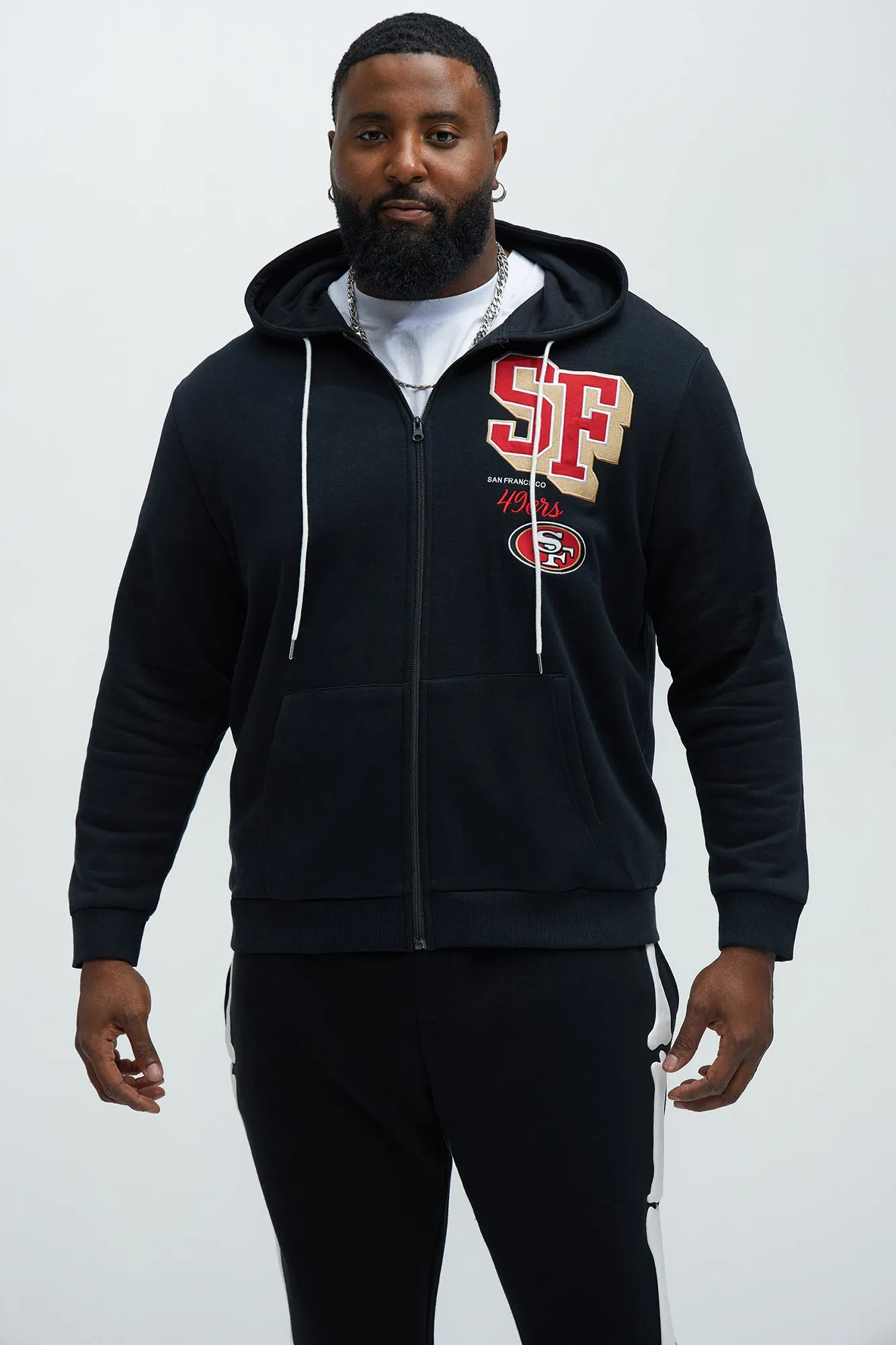 49ers Bold Zipp Hoodie - Black