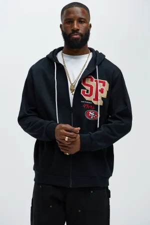 49ers Bold Zipp Hoodie - Black