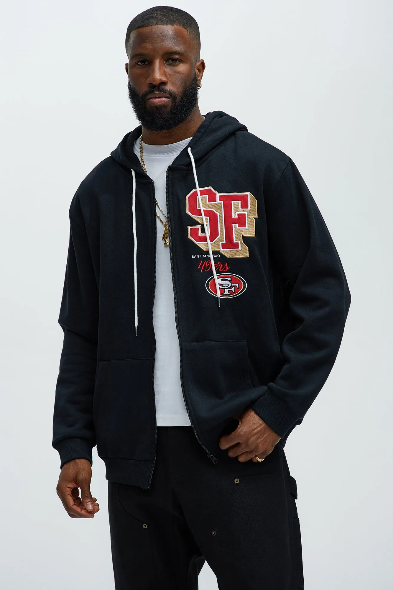 49ers Bold Zipp Hoodie - Black