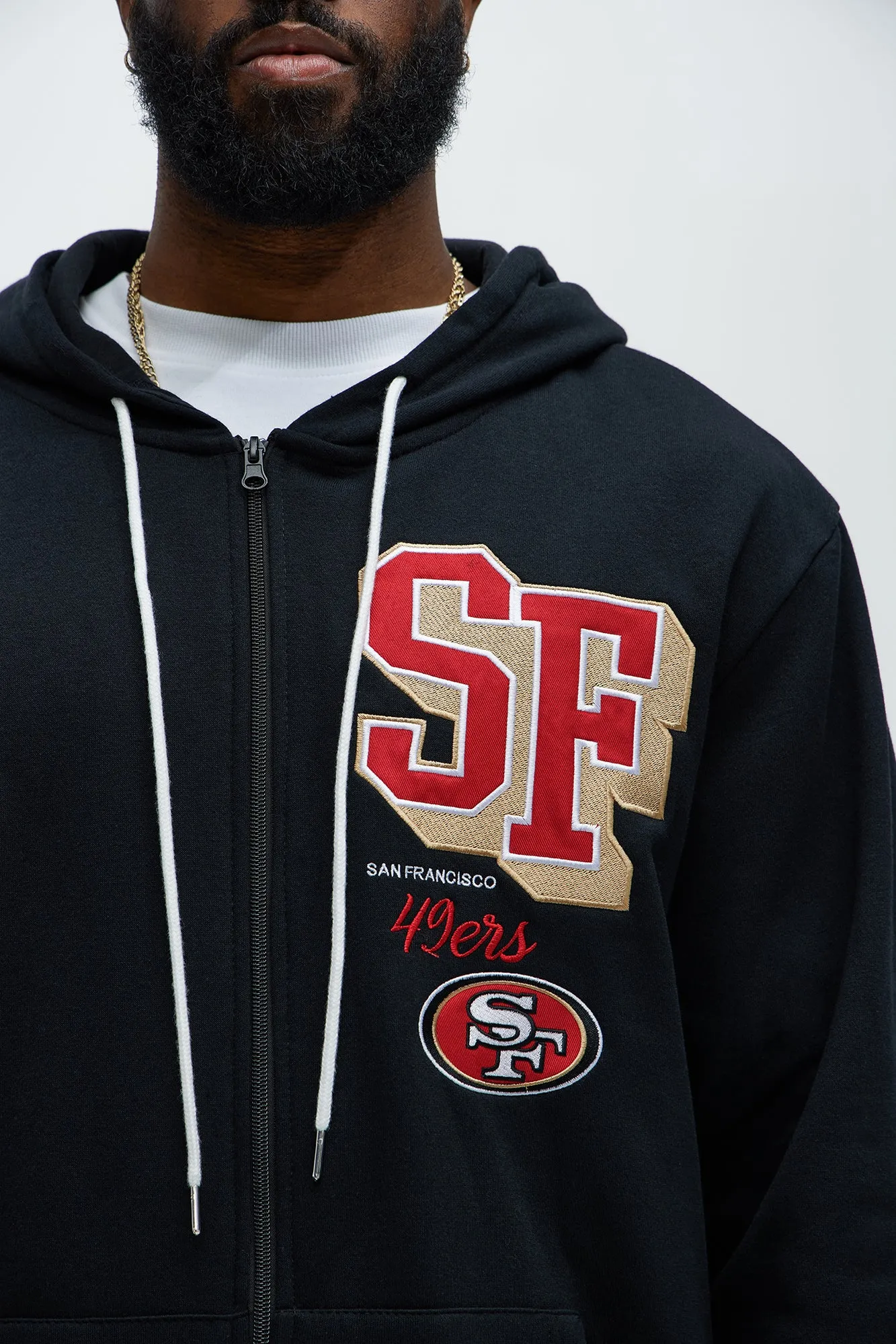 49ers Bold Zipp Hoodie - Black