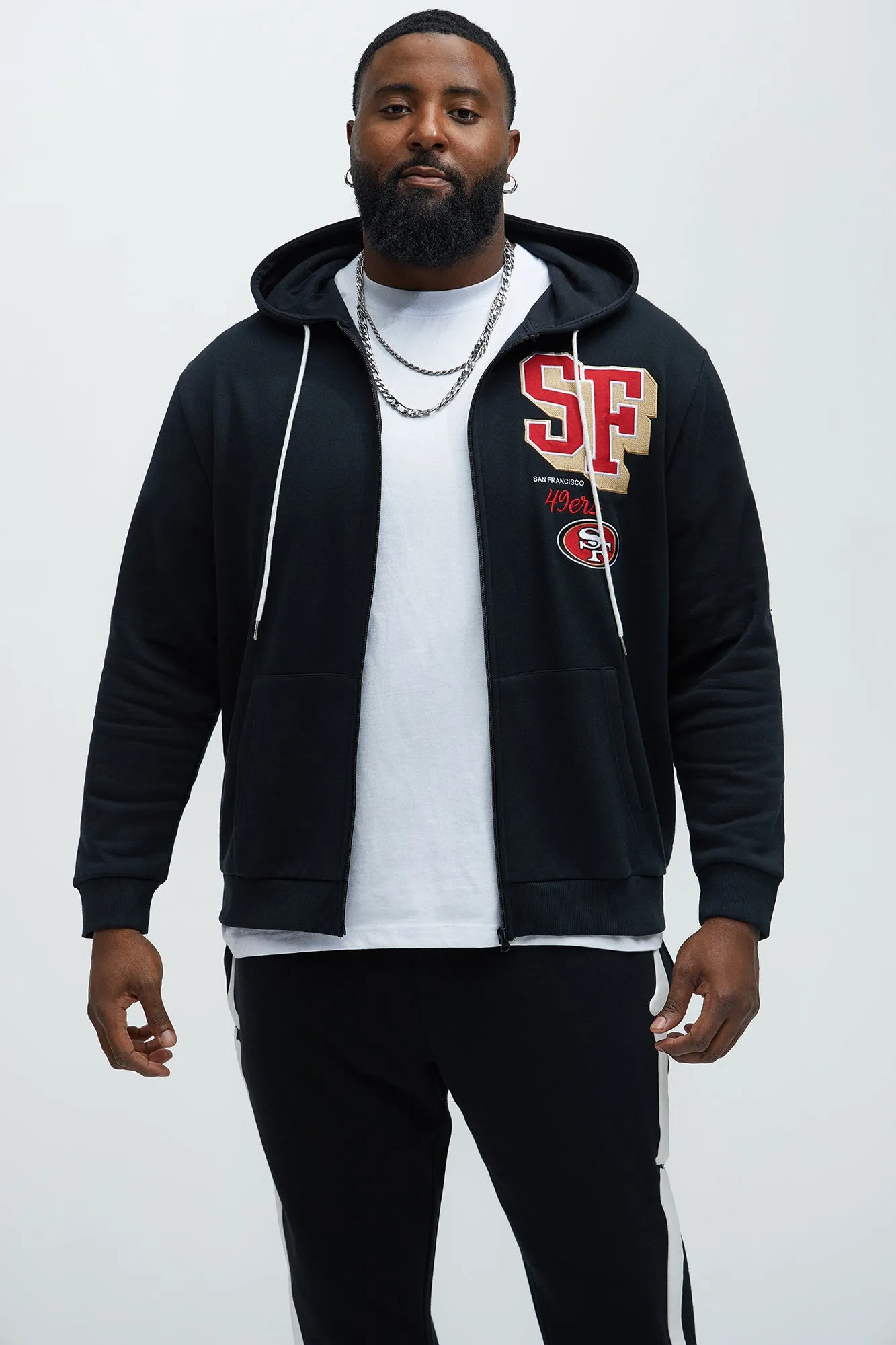 49ers Bold Zipp Hoodie - Black