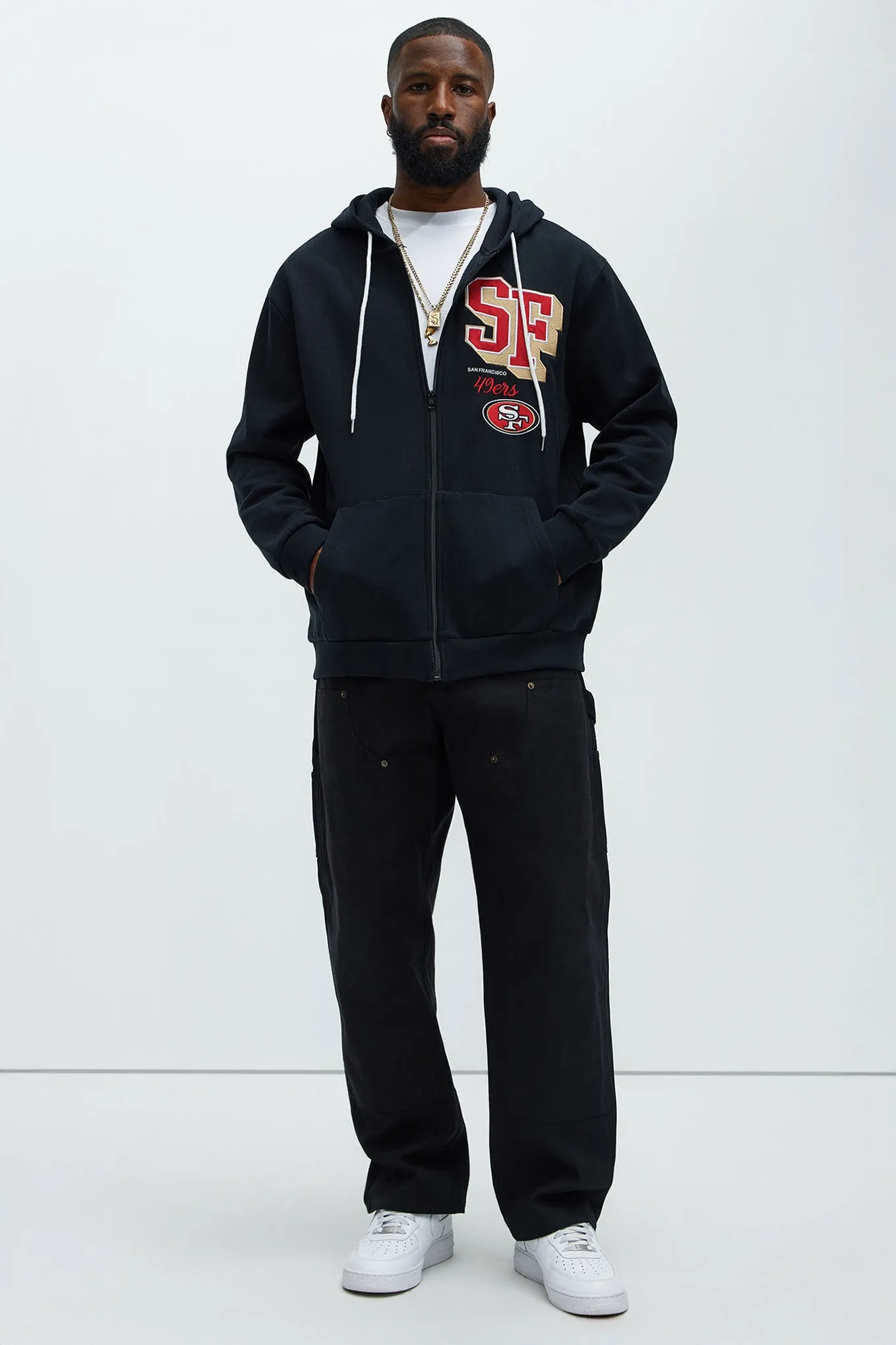 49ers Bold Zipp Hoodie - Black