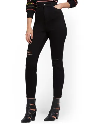 Abby Super High-Waisted No Gap Super-Skinny Ankle Jeans - Black