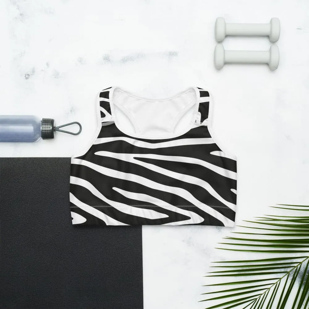 Animal Printed Sports bra "Zebra" Black/White