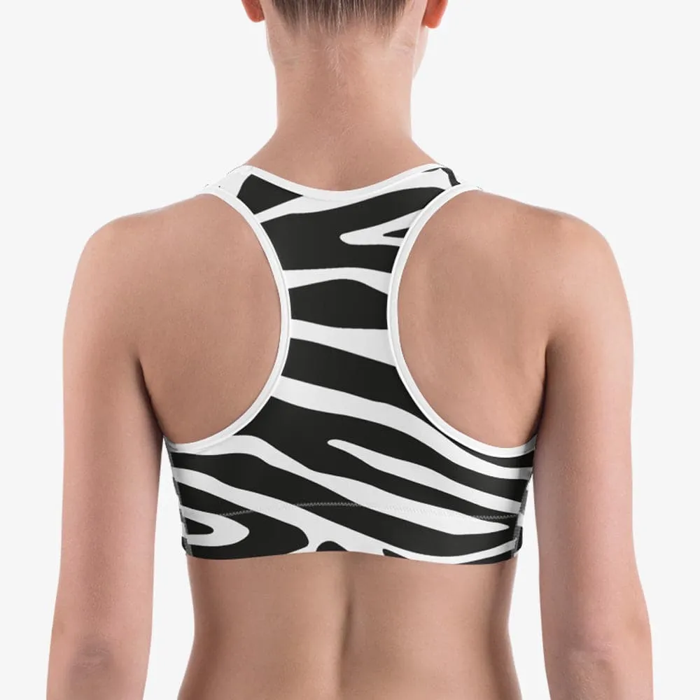 Animal Printed Sports bra "Zebra" Black/White