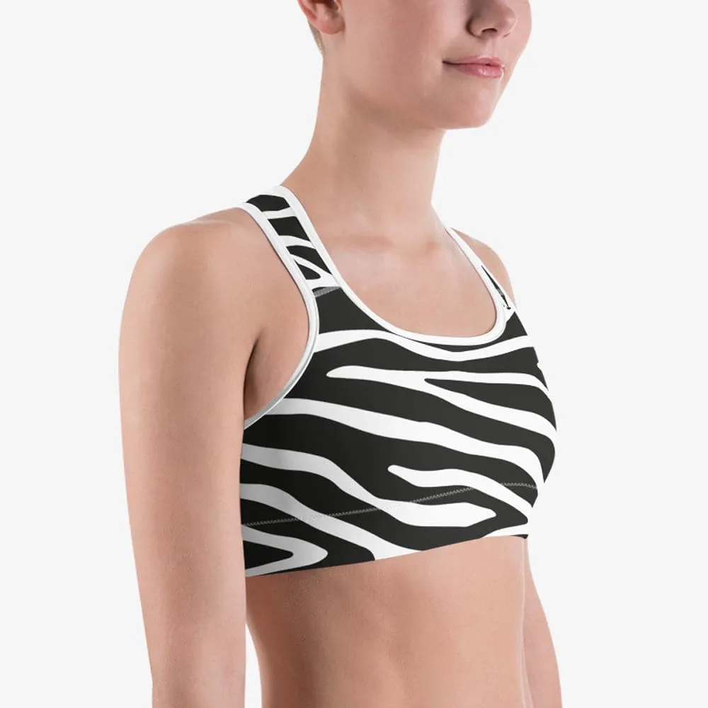 Animal Printed Sports bra "Zebra" Black/White