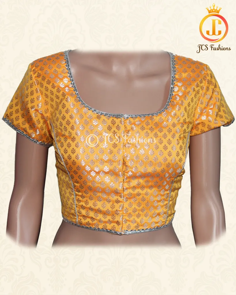 Beautiful Dark yellow Banarasi brocade blouse| Readymade Blouse