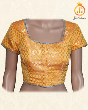 Beautiful Dark yellow Banarasi brocade blouse| Readymade Blouse