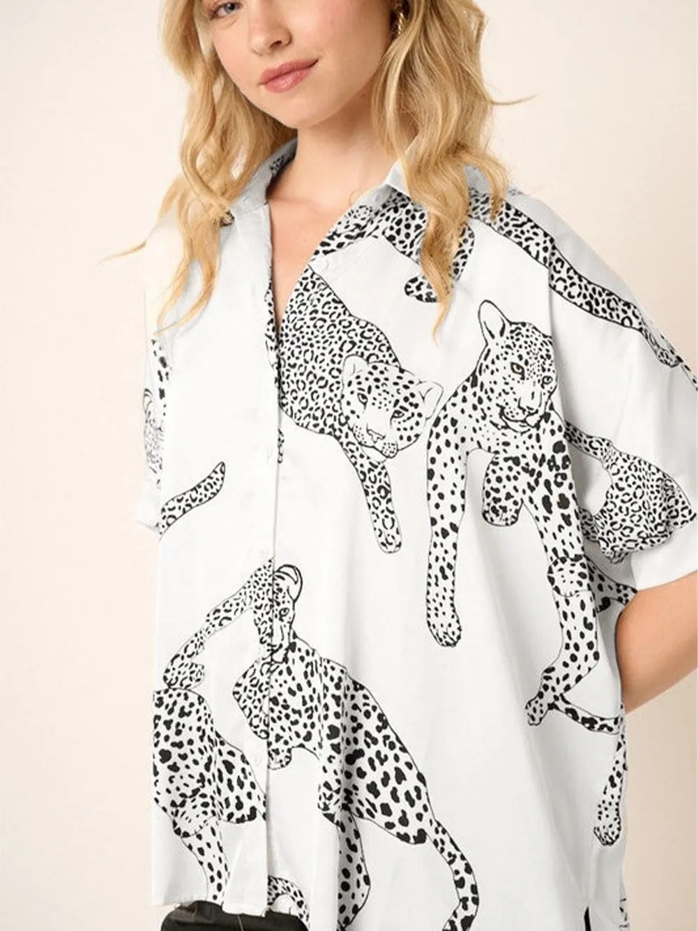 Black and White Animal Print Blouse