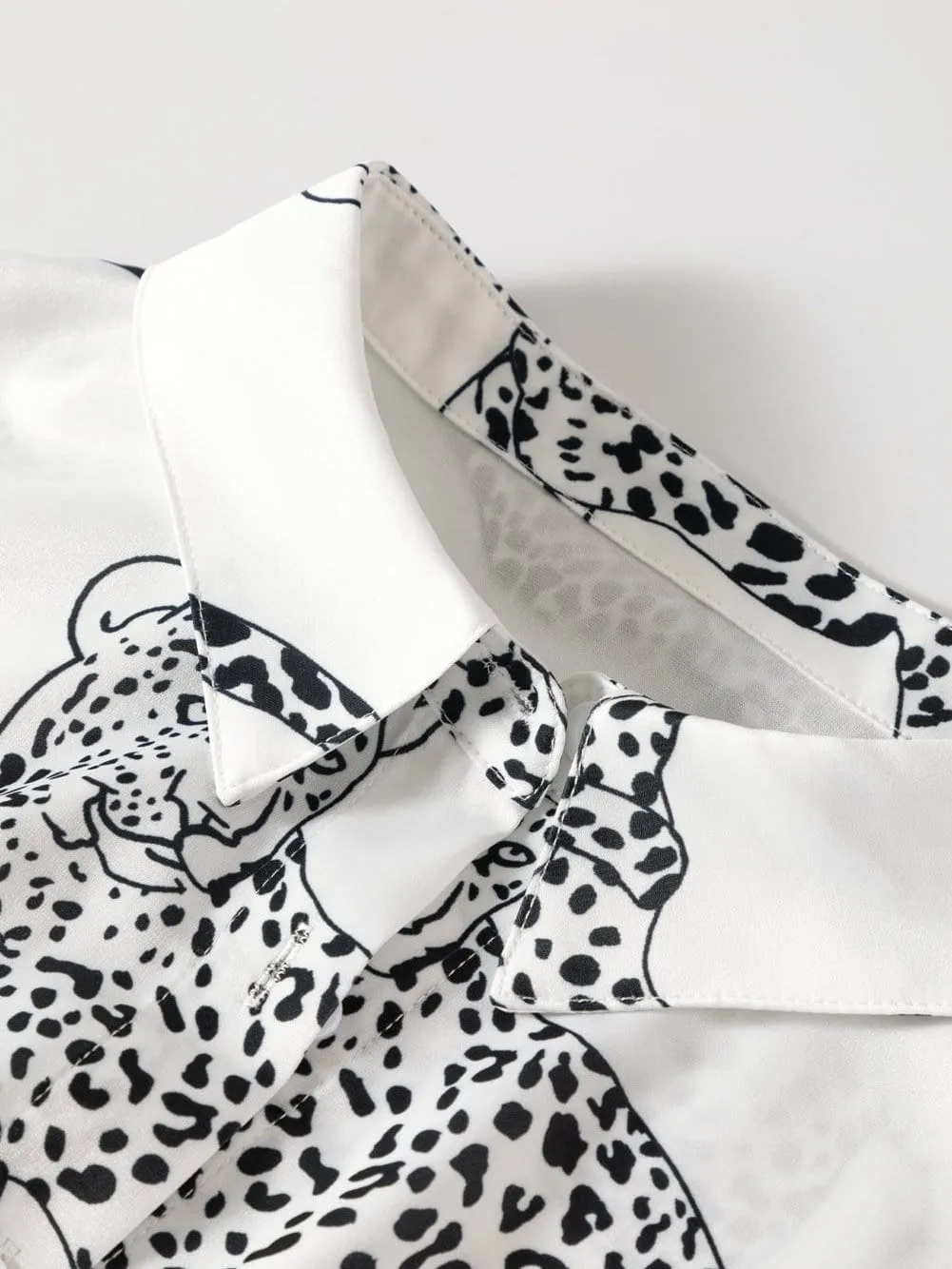 Black and White Animal Print Blouse