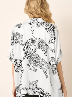 Black and White Animal Print Blouse