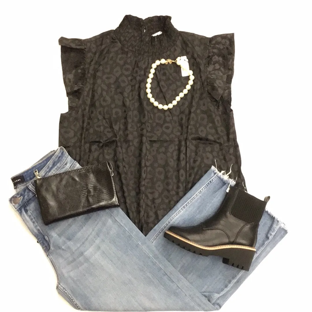 Black Cheetah Print Blouse