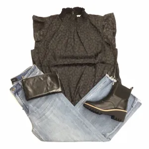 Black Cheetah Print Blouse