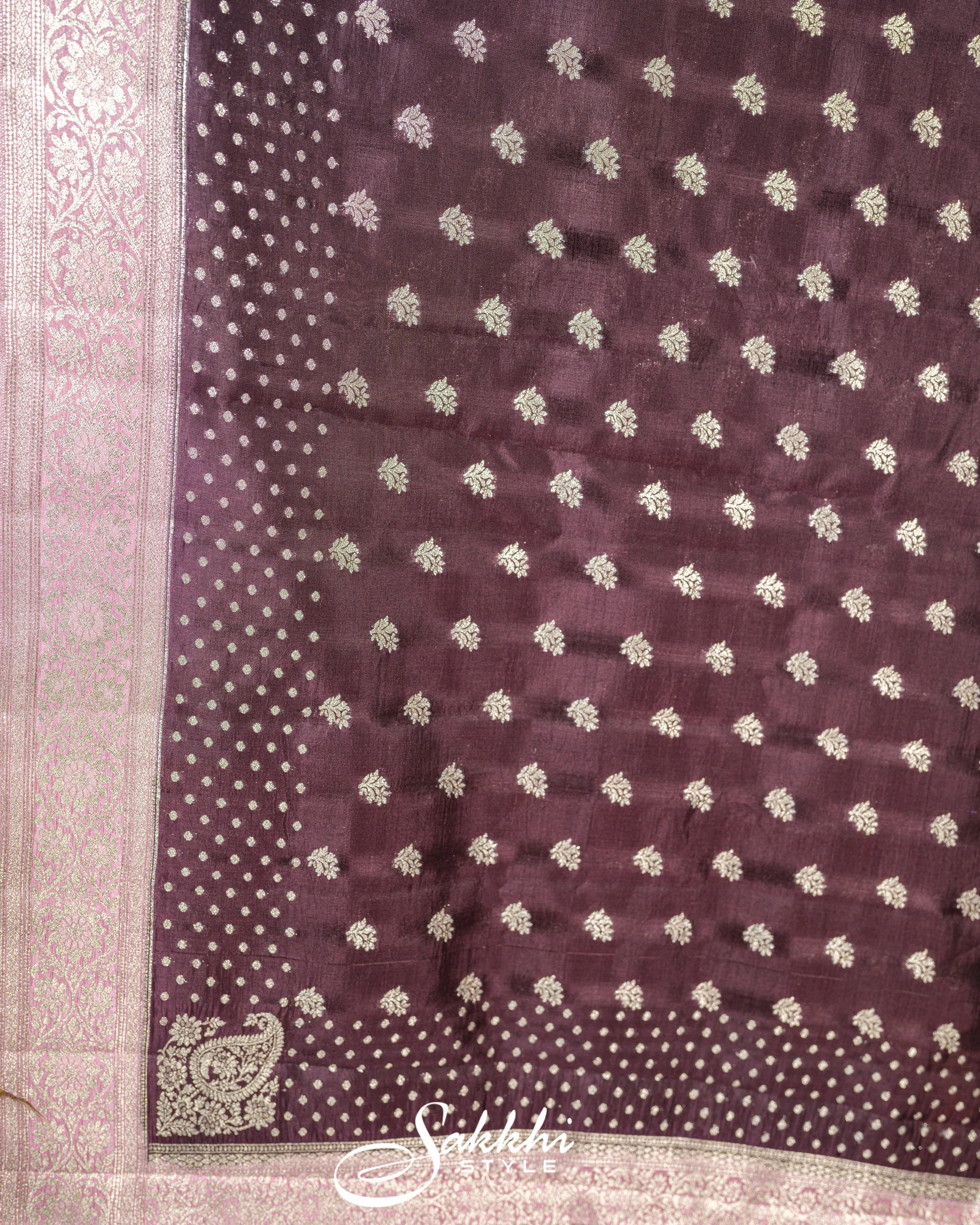 CHOCOLATE BROWN RAW MANGO BANARASI SAREE