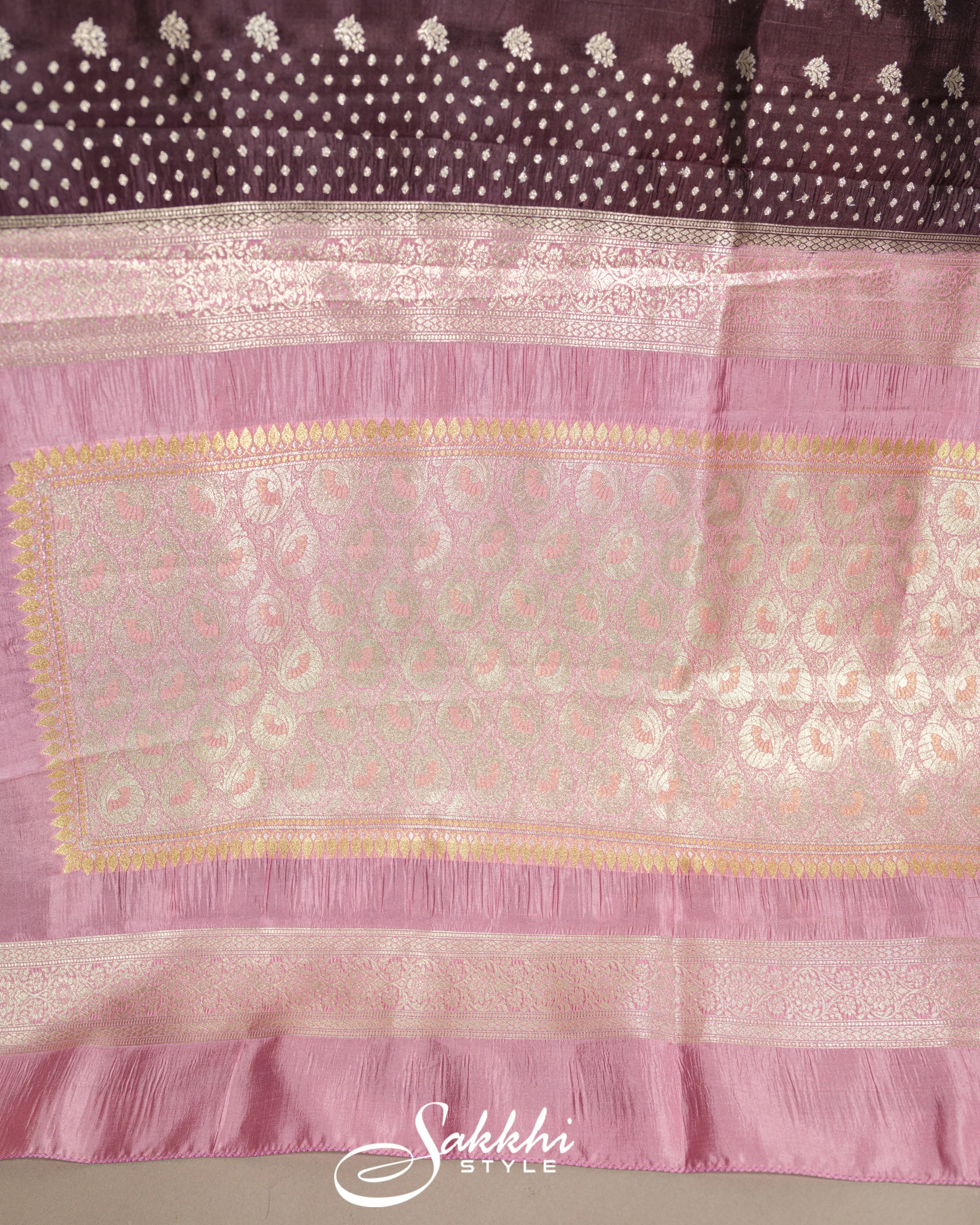 CHOCOLATE BROWN RAW MANGO BANARASI SAREE