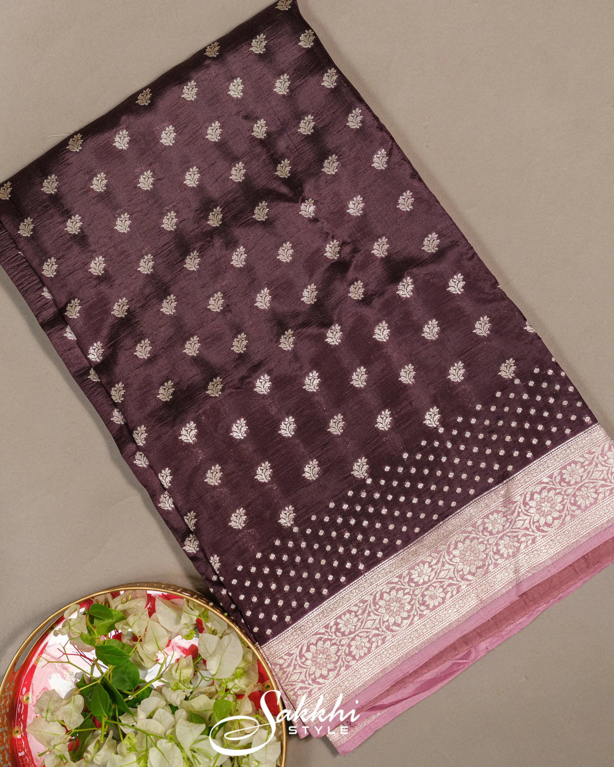 CHOCOLATE BROWN RAW MANGO BANARASI SAREE