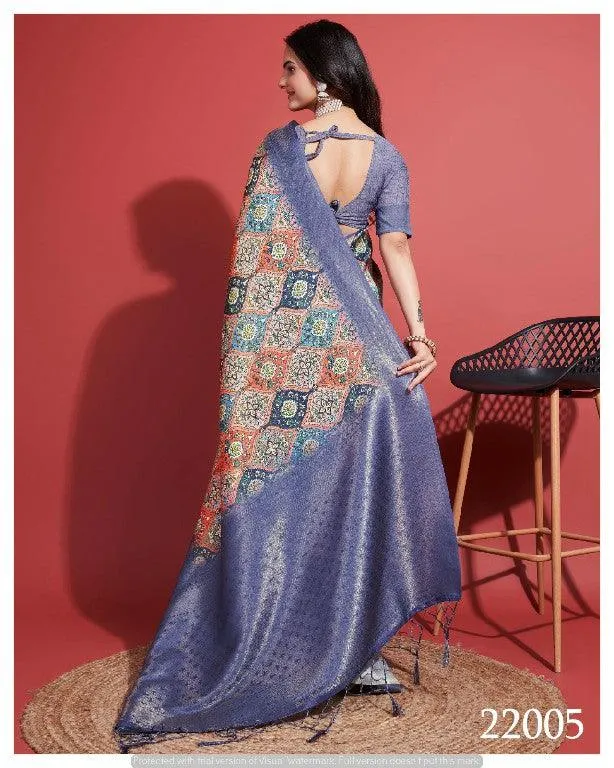 Contemporary Charm: Digital Printed Soft Silk Sarees in Purple