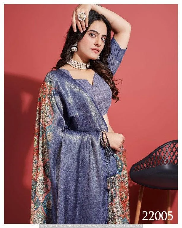 Contemporary Charm: Digital Printed Soft Silk Sarees in Purple