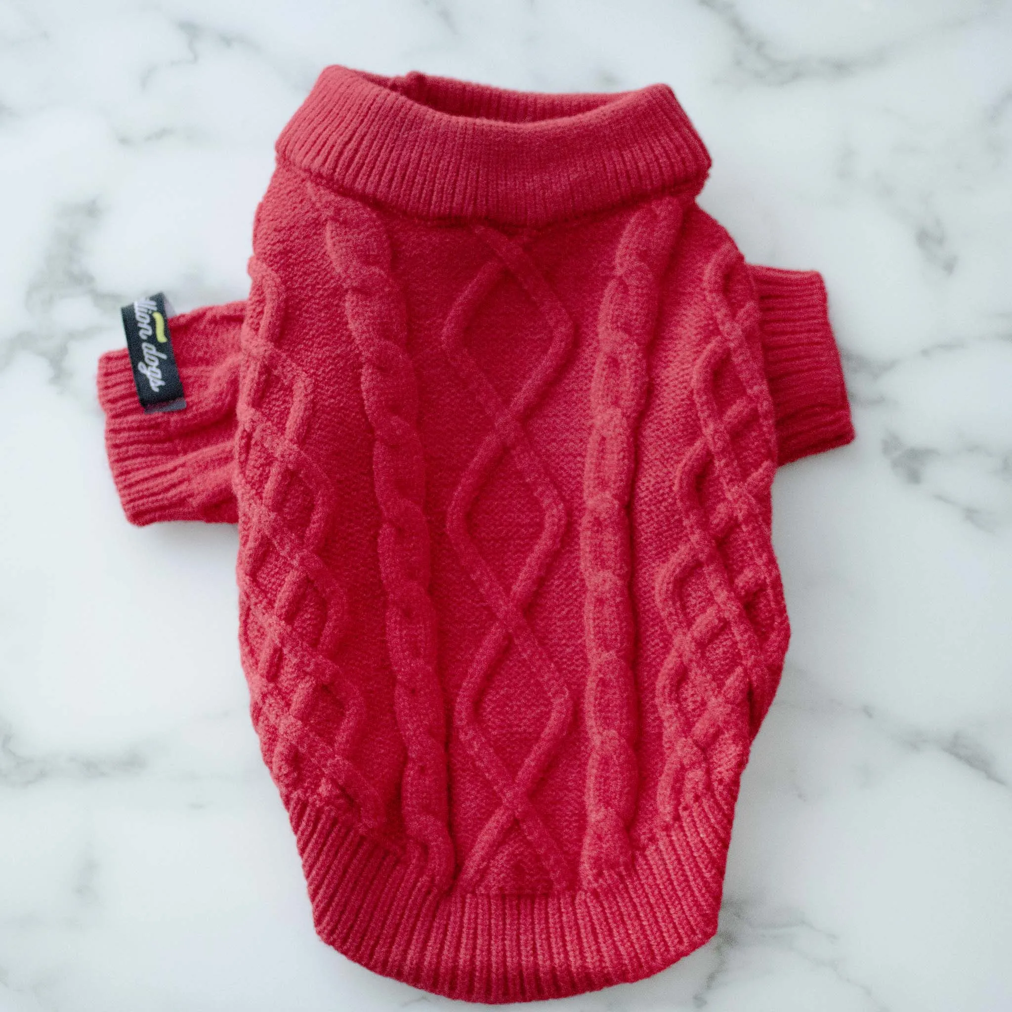 Cozy Red Cable Knit Dog Sweater