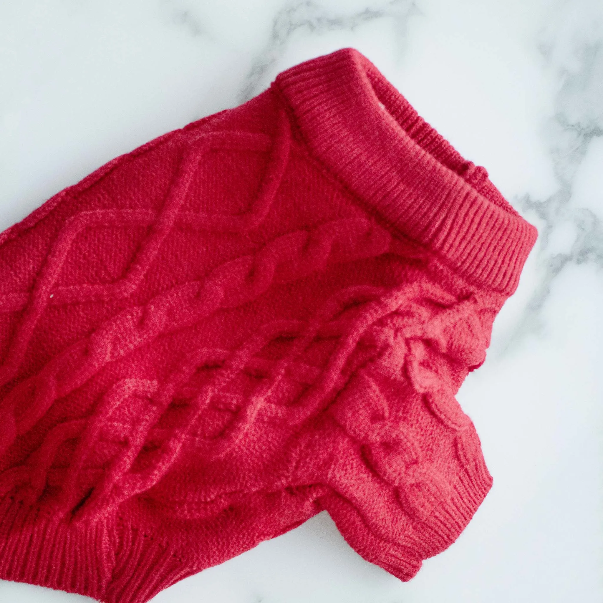Cozy Red Cable Knit Dog Sweater