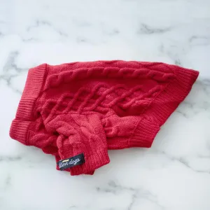 Cozy Red Cable Knit Dog Sweater