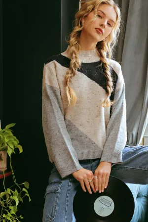 Don't Forget The Flowers Diagonal Strip Sweater
