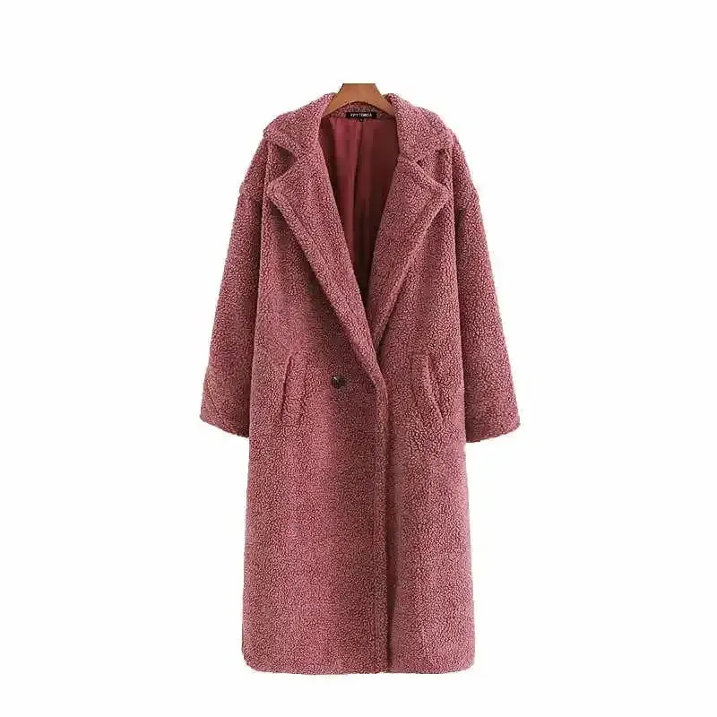 Fashion Pockets Thick Warm Faux Fur Coat