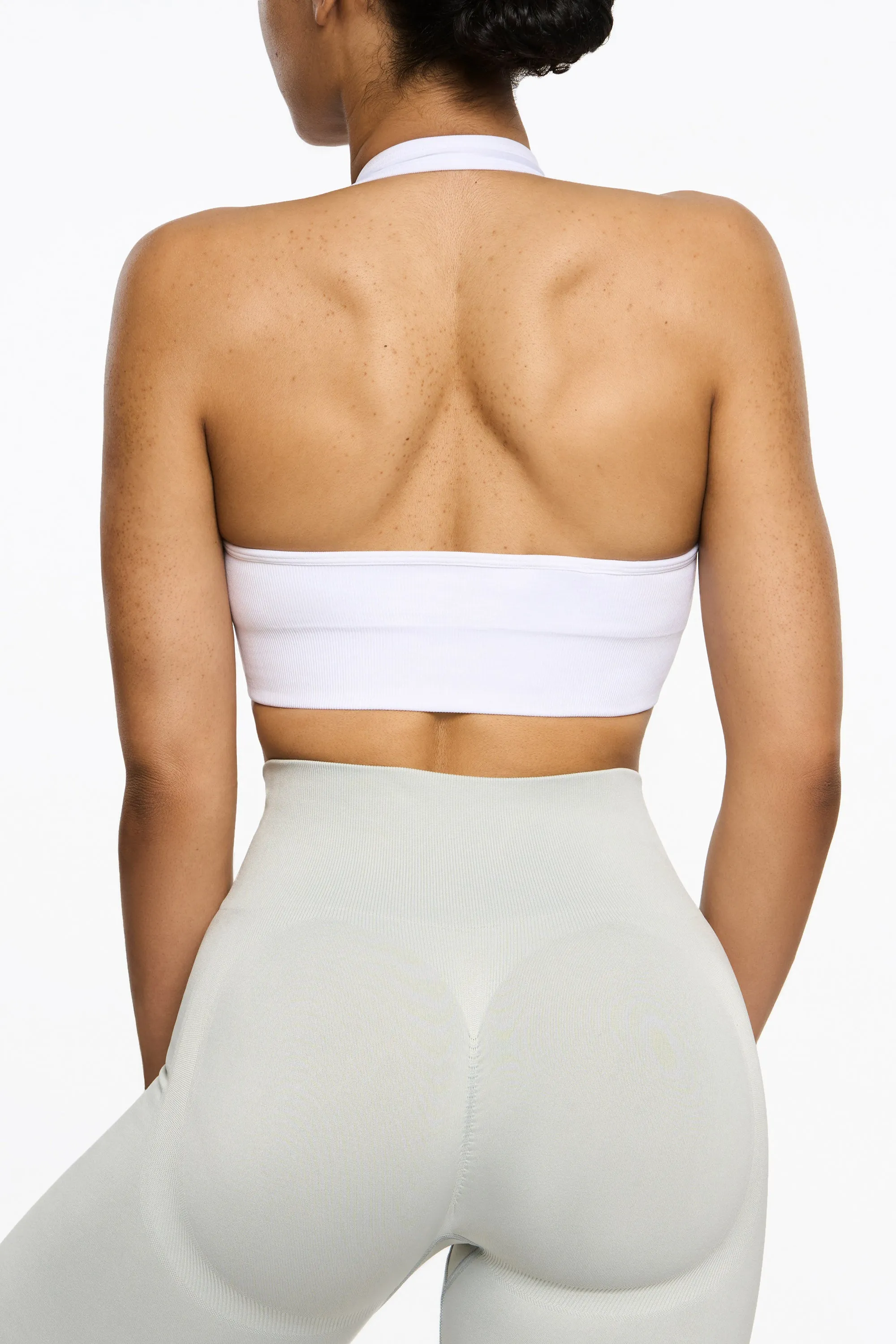 Halter Neck Sports Bra in White