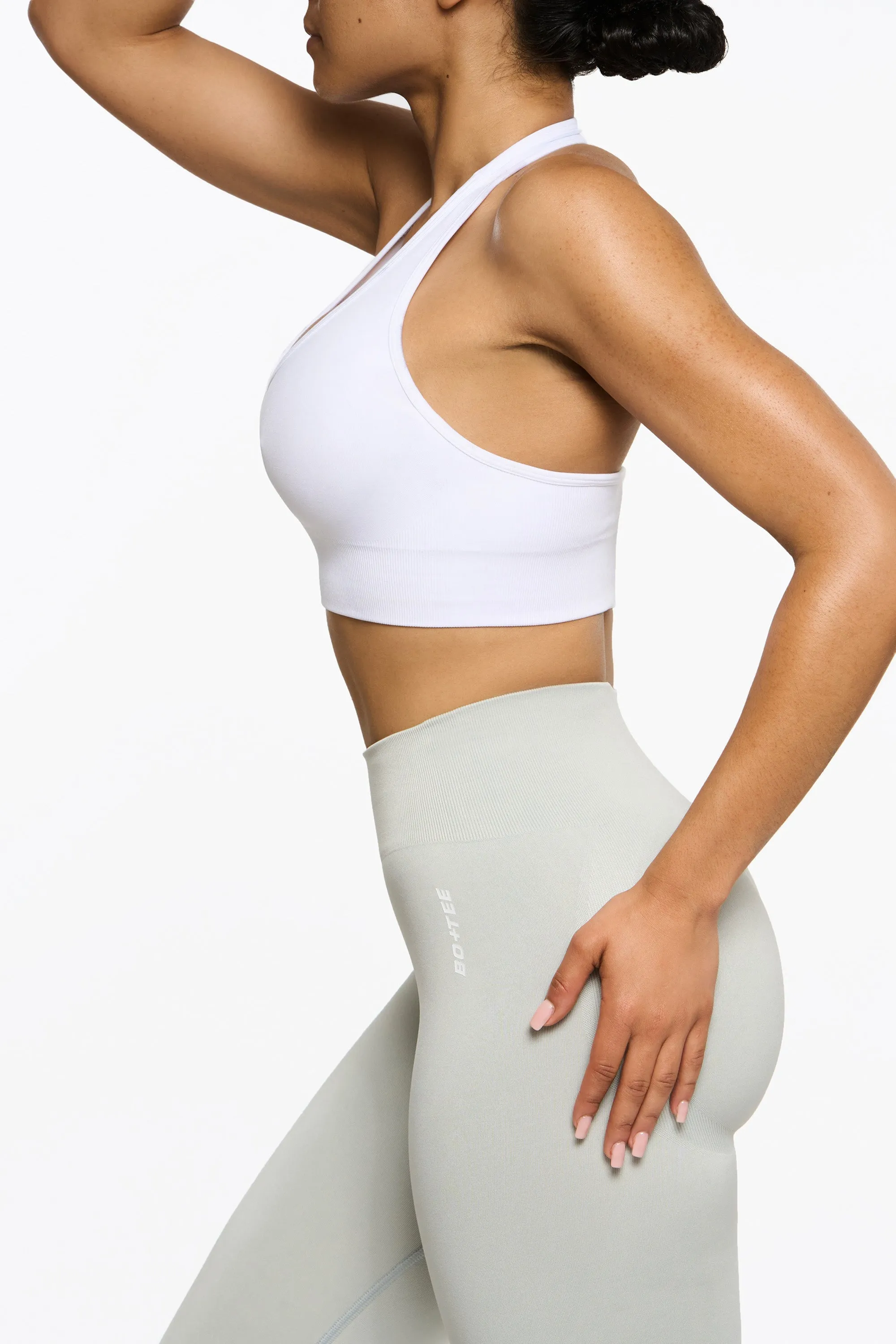 Halter Neck Sports Bra in White
