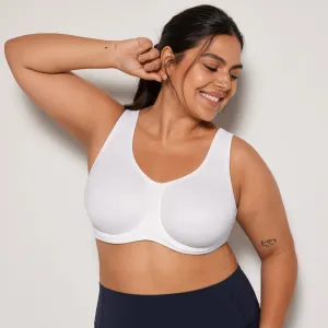 Keyla High Impact Underwire Sports Bra| C-G Cup| White - Beige