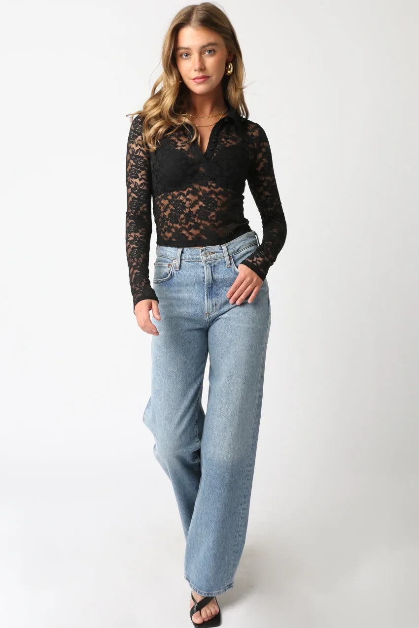 Lace Half Button Up