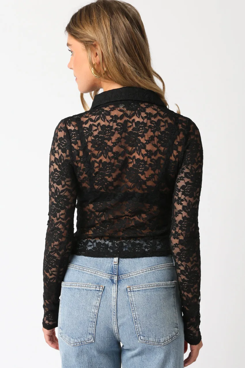 Lace Half Button Up