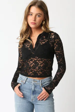 Lace Half Button Up