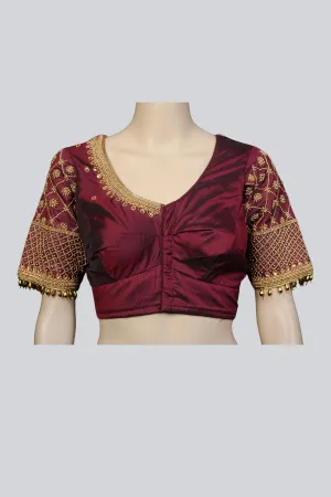Luxurious Aari-Work Bridal Blouse with Fancy Tassels by JCS Fashions