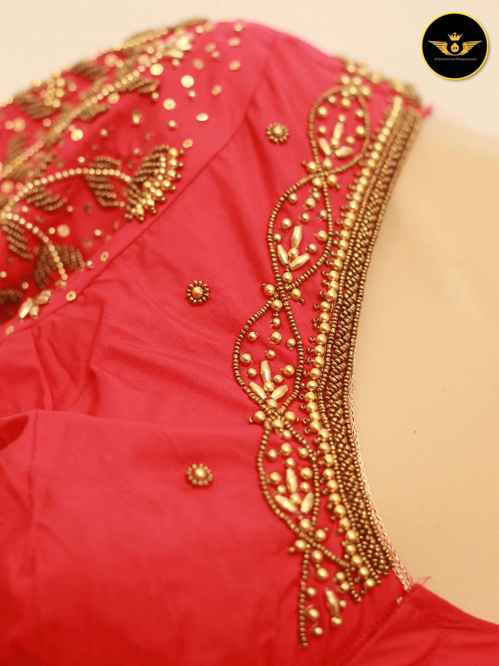 Luxurious Indian Aari Work Silk Blouse With Latkan