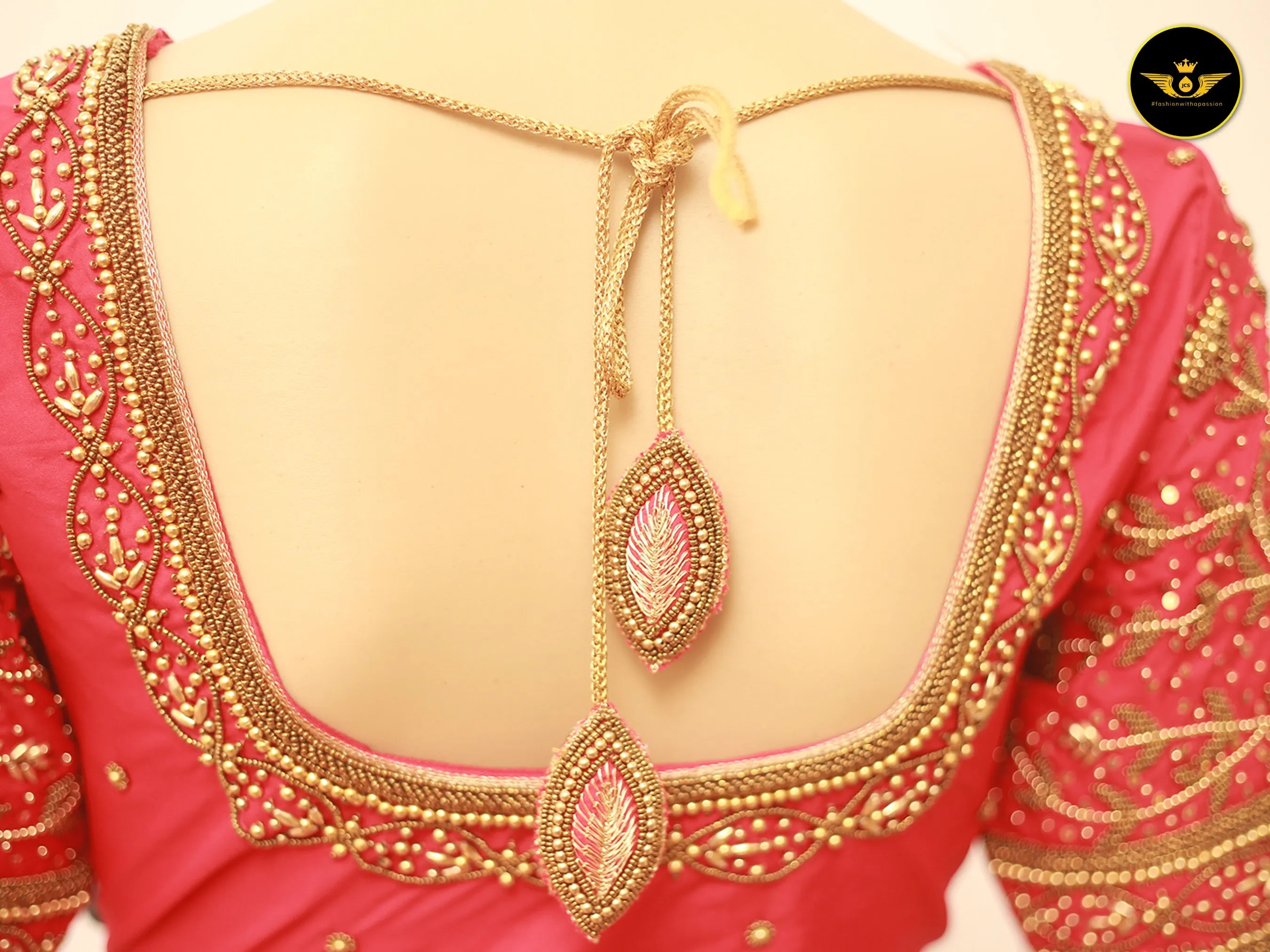Luxurious Indian Aari Work Silk Blouse With Latkan