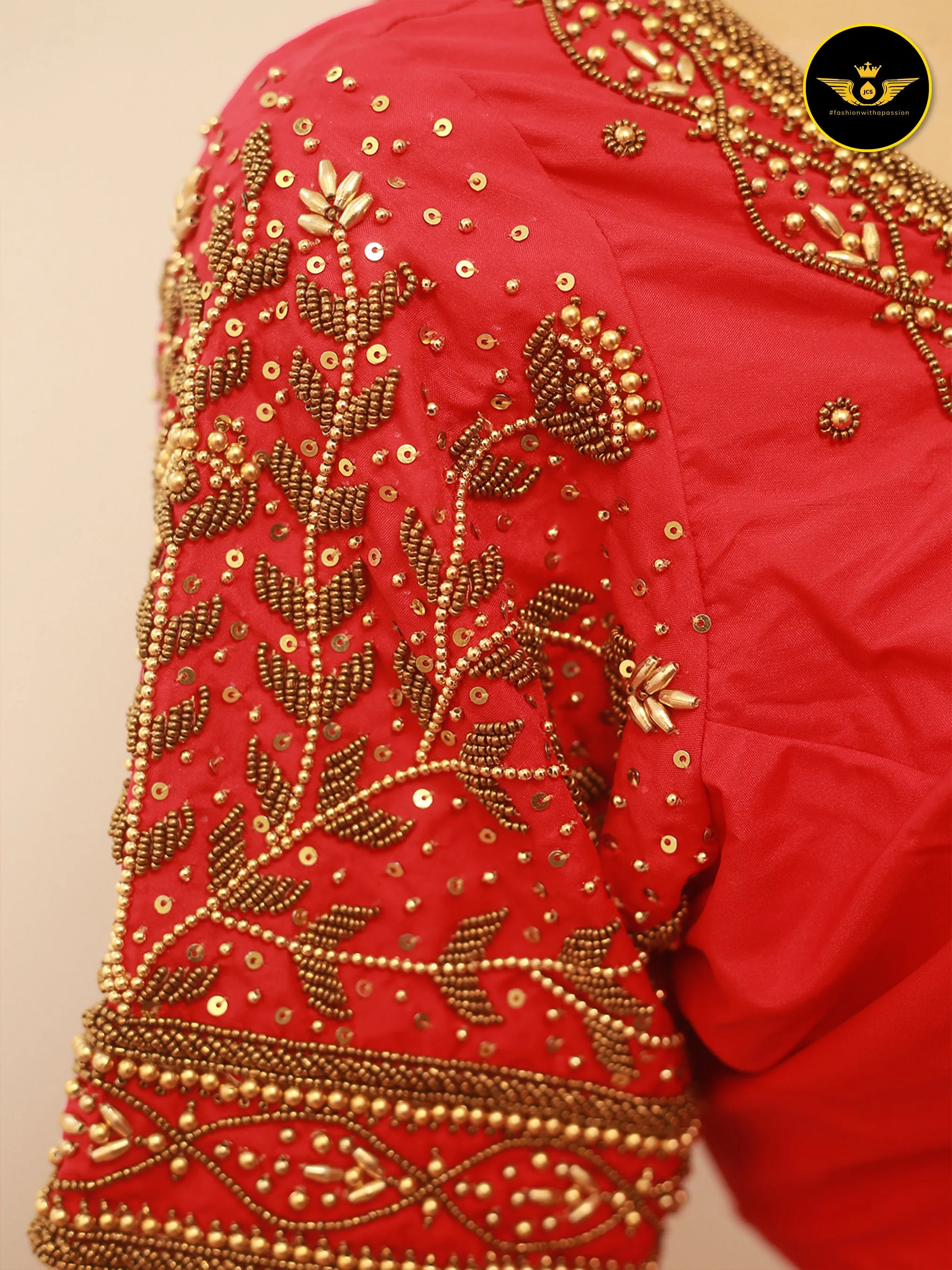 Luxurious Indian Aari Work Silk Blouse With Latkan