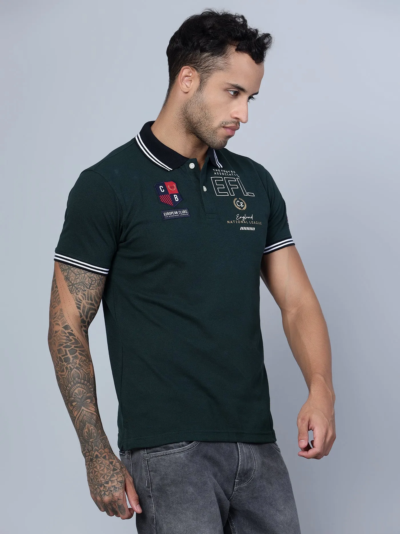 Men Dark Green Polo T-Shirt