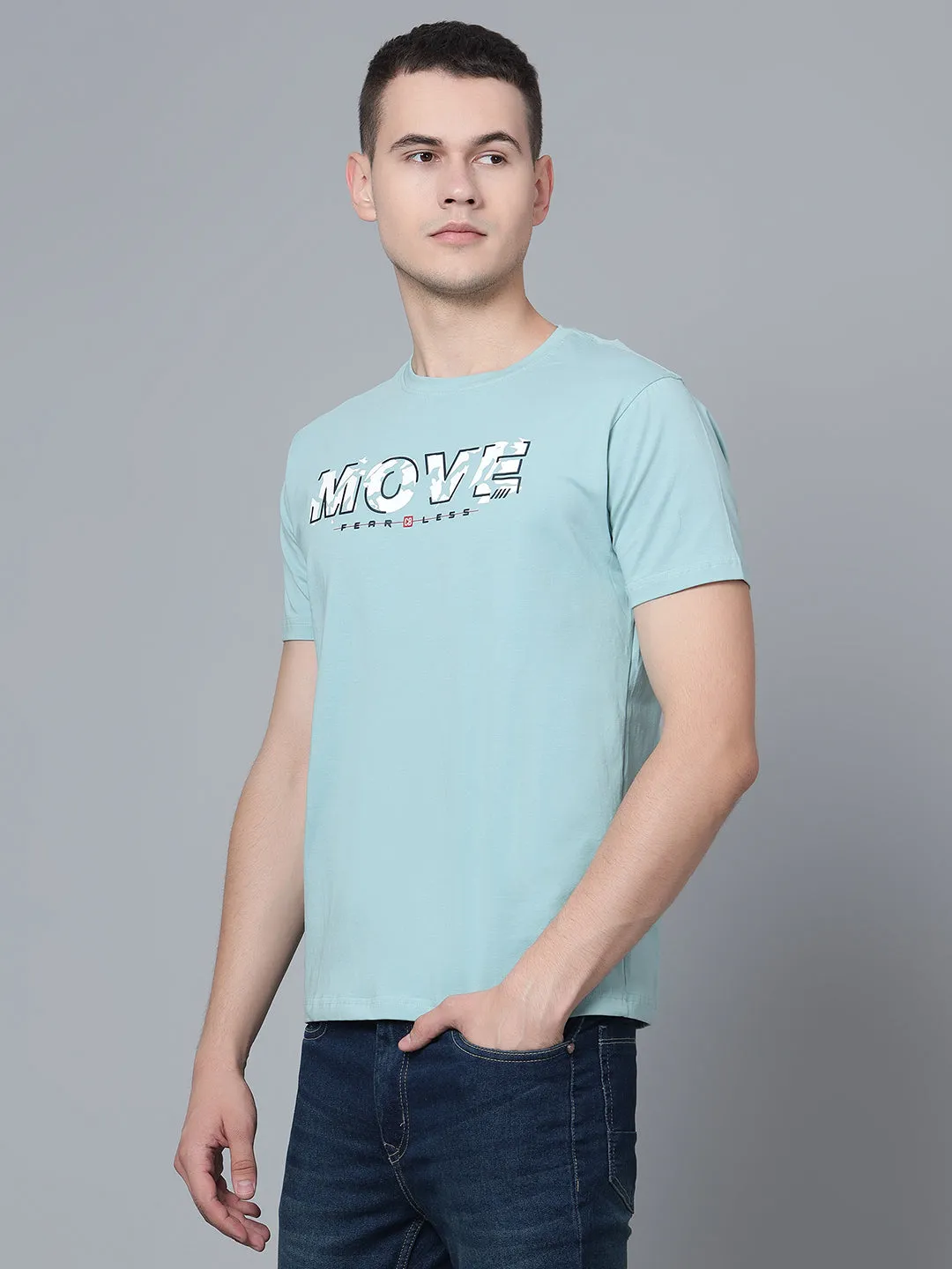 Men Light Teal T-Shirt