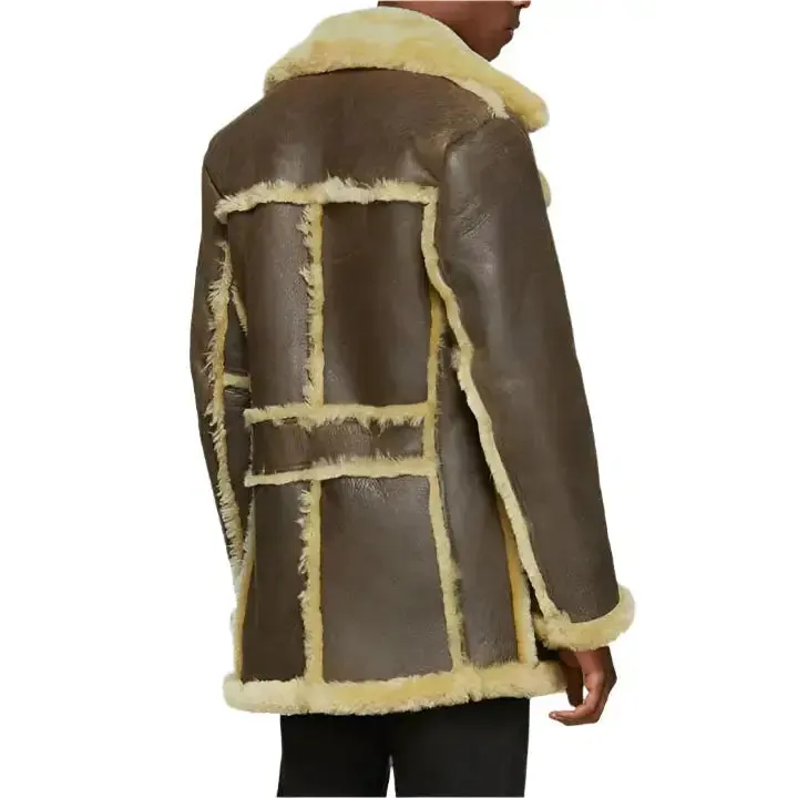 Men's Brown Sheepskin Shearling Leather Jacket – Warm & Stylish Coat