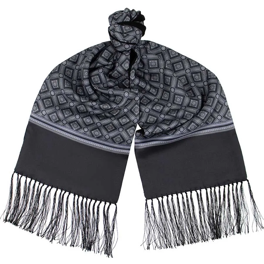 Mens Lucci 100% Silk & Faux Fur Scarf #47