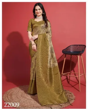 Modern Prints, Timeless Grace: Digital Soft Silk Sarees in Gold