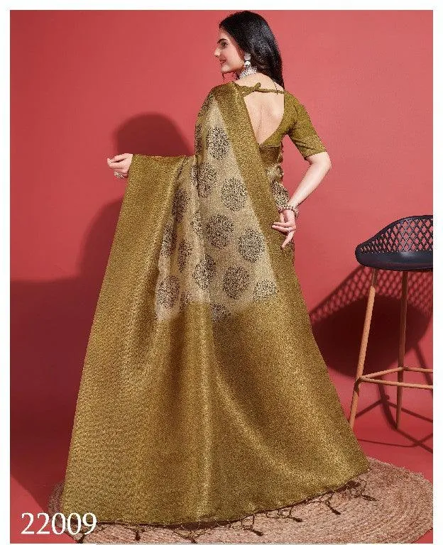 Modern Prints, Timeless Grace: Digital Soft Silk Sarees in Gold