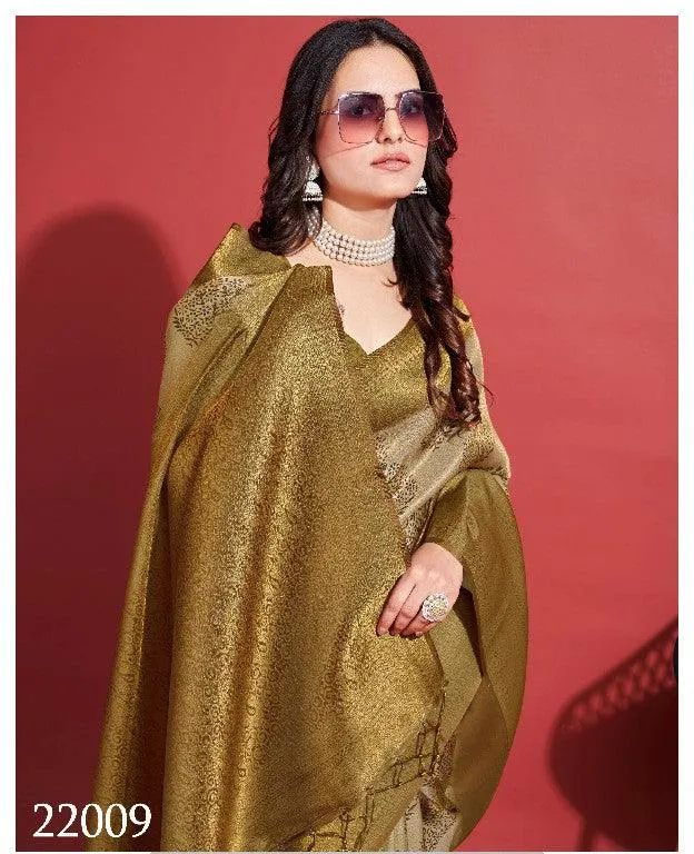 Modern Prints, Timeless Grace: Digital Soft Silk Sarees in Gold