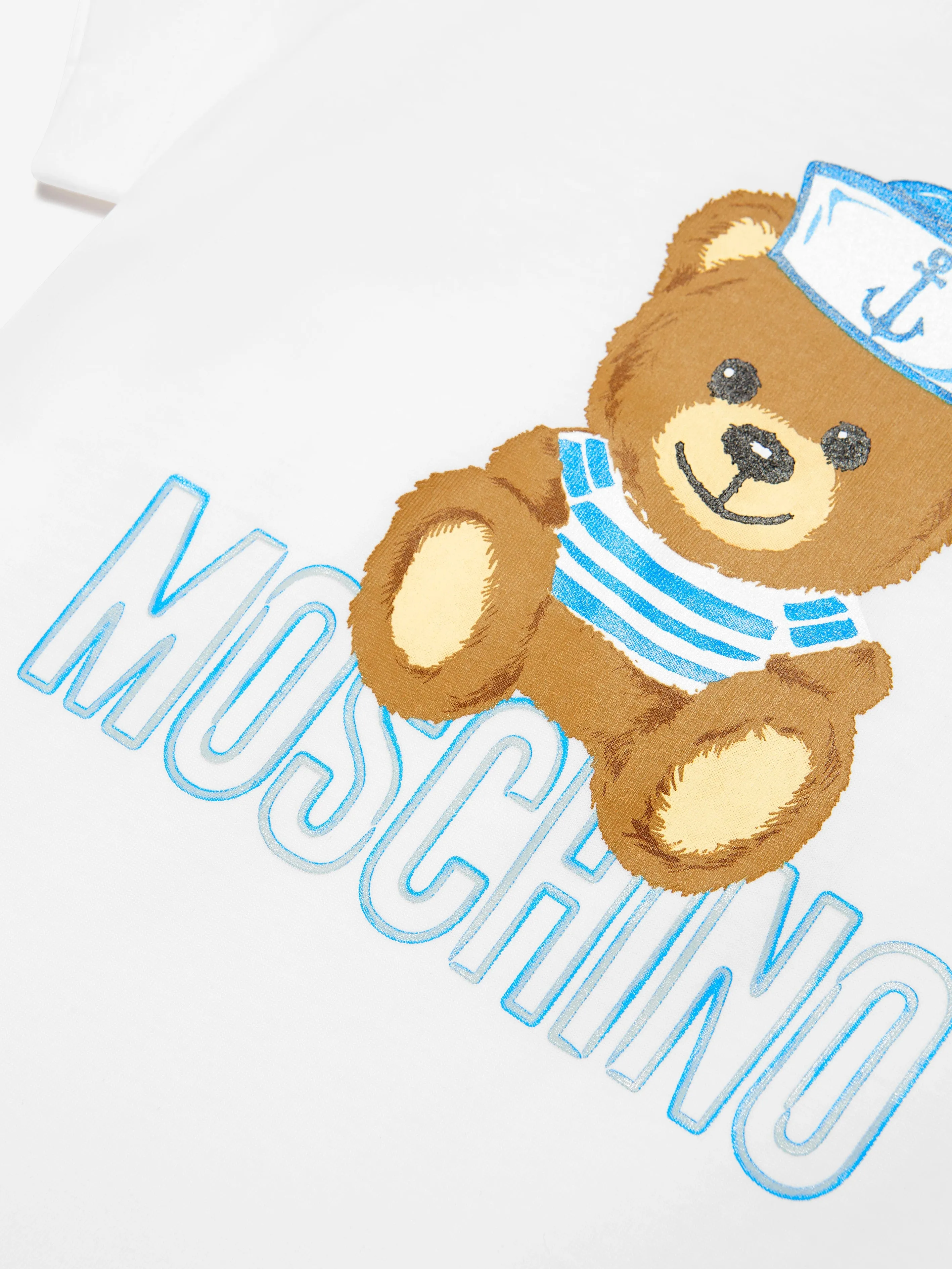 Moschino Boys Teddy Sailor Logo T-Shirt in White