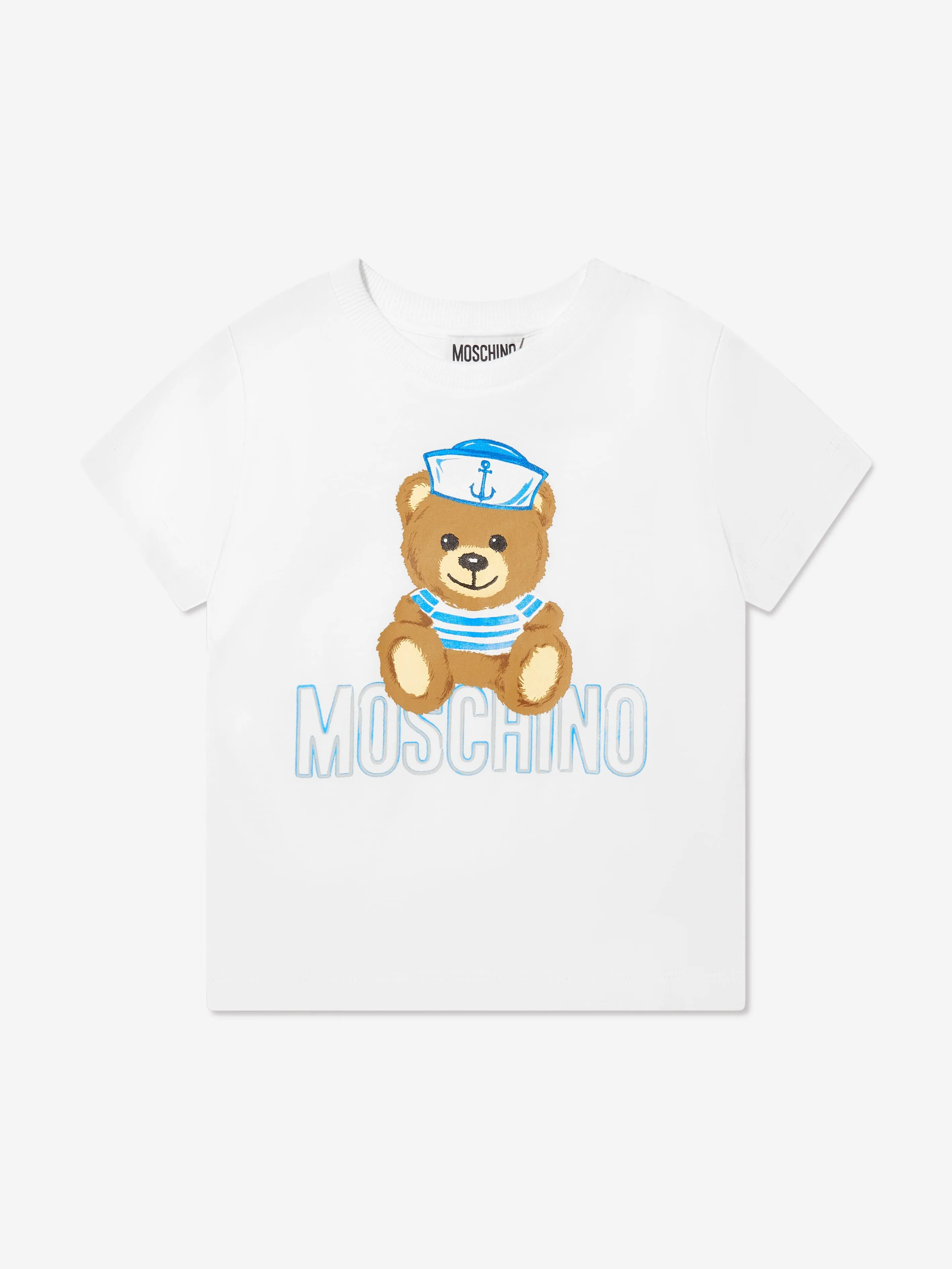 Moschino Boys Teddy Sailor Logo T-Shirt in White