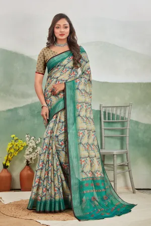 Pure Linen Saree For Every Occasion in Green