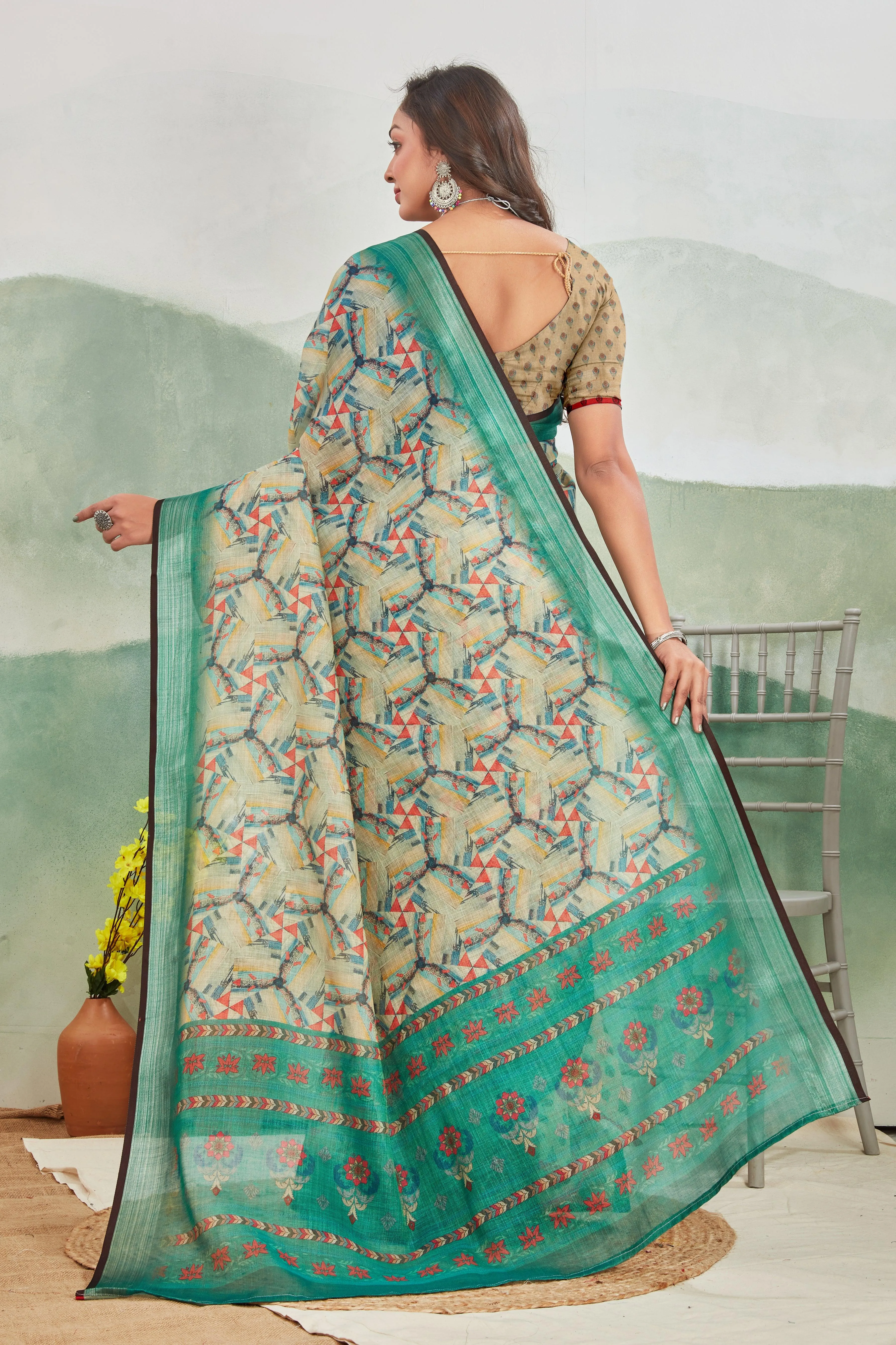 Pure Linen Saree For Every Occasion in Green