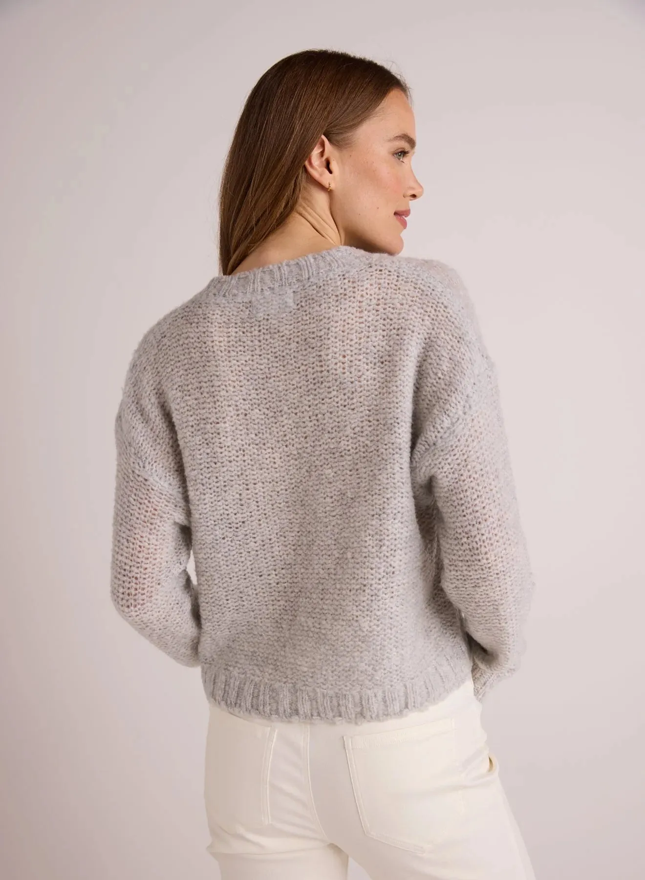 Relaxed V-Neck Sweater~ Heather Grey